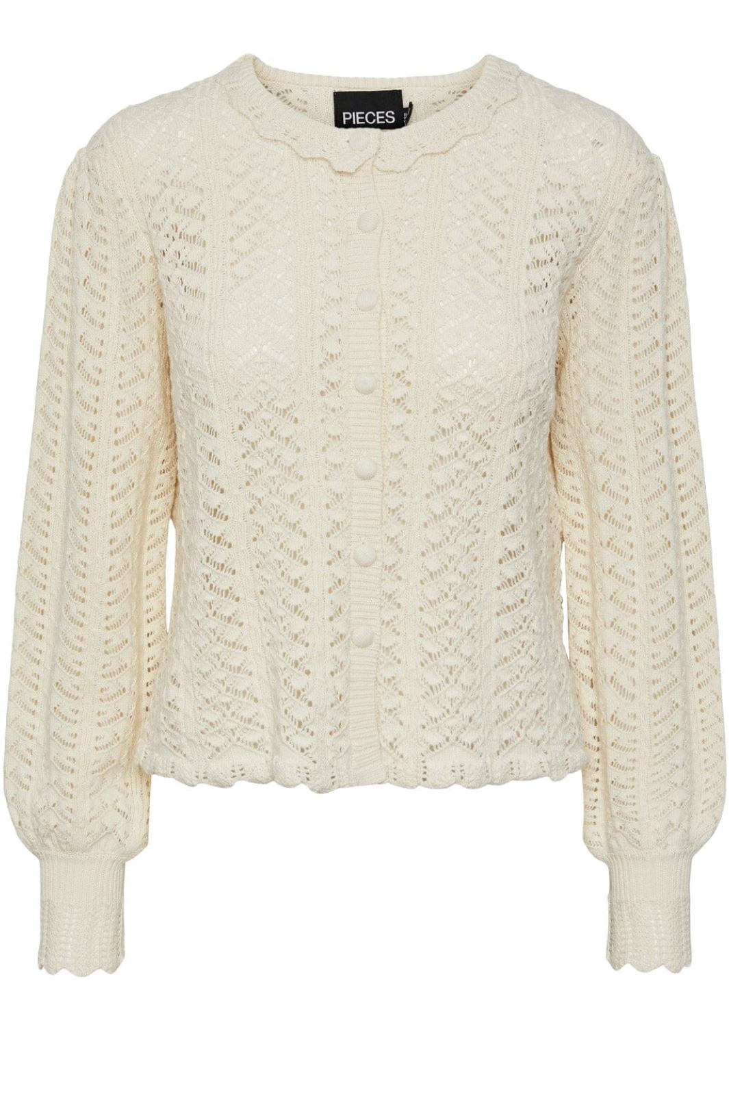 Pieces - Pcmary Ls Knit Cardigan Pa - 4436745 Eggnog Strikbluser 