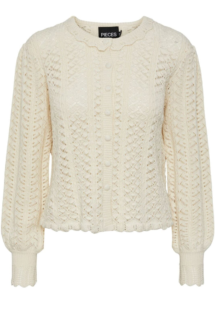 Pieces - Pcmary Ls Knit Cardigan Pa - 4436745 Eggnog Strikbluser 