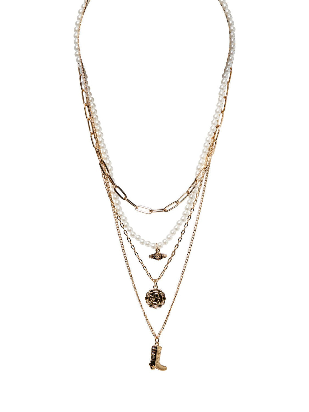 Pieces, Pcmaze Combi Necklace, Gold Colour MOP