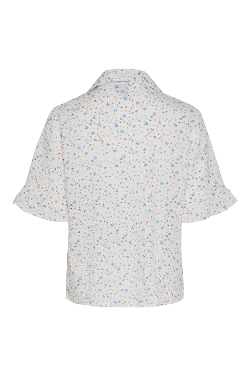 Pieces, Pcmille 2/4 Frill Shirt, Bright White FLOWER