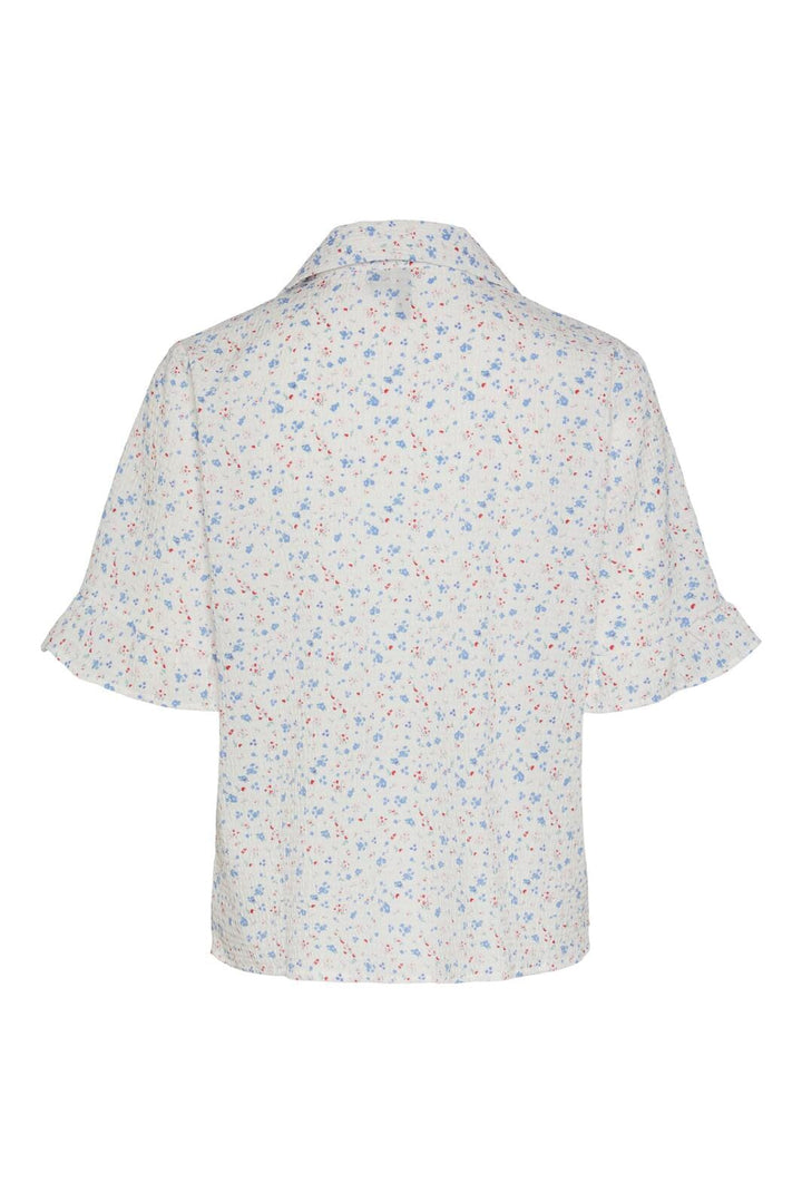 Pieces, Pcmille 2/4 Frill Shirt, Bright White FLOWER