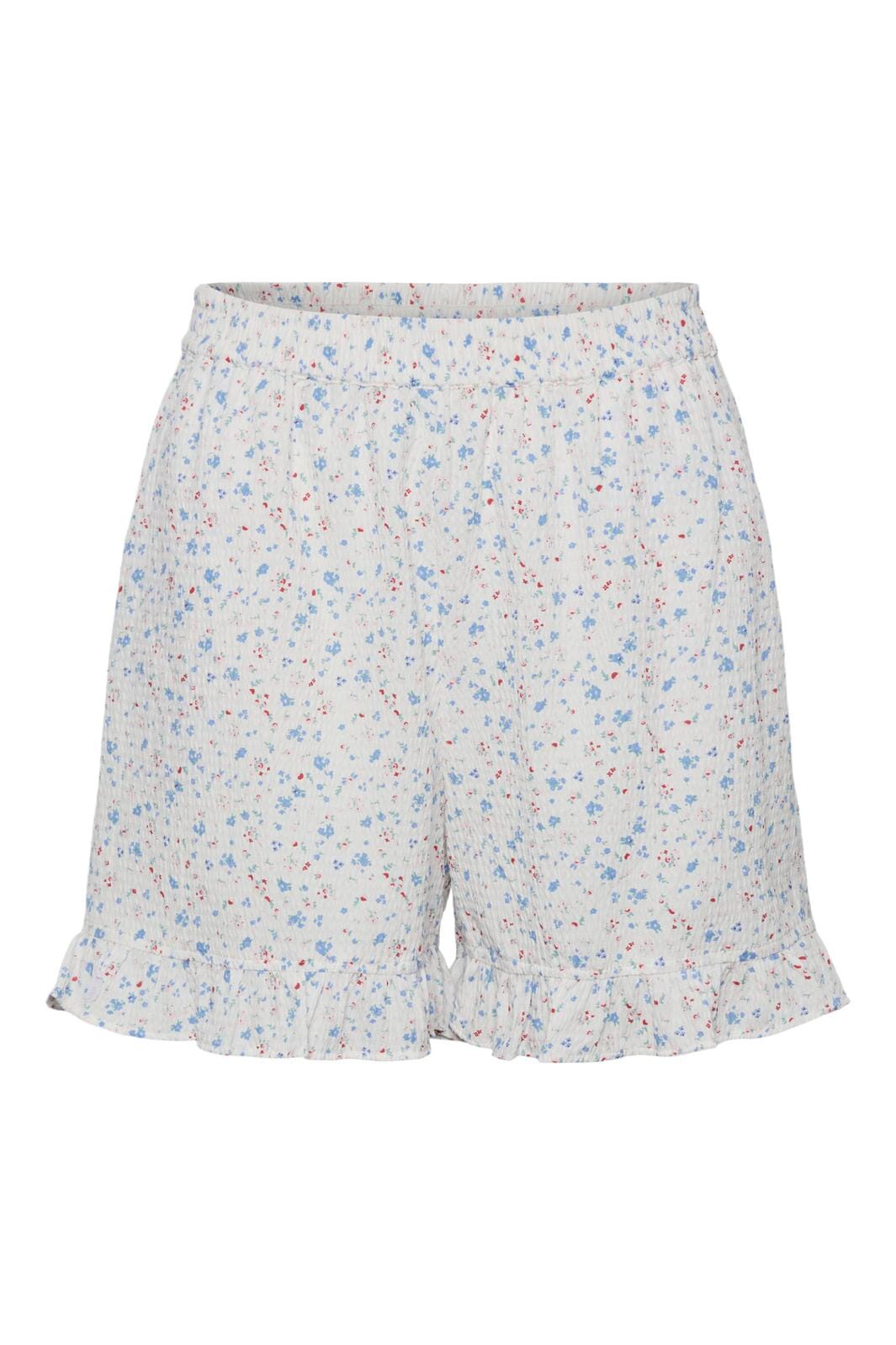 Pieces, Pcmille Hw Frill Shorts, Bright White FLOWER