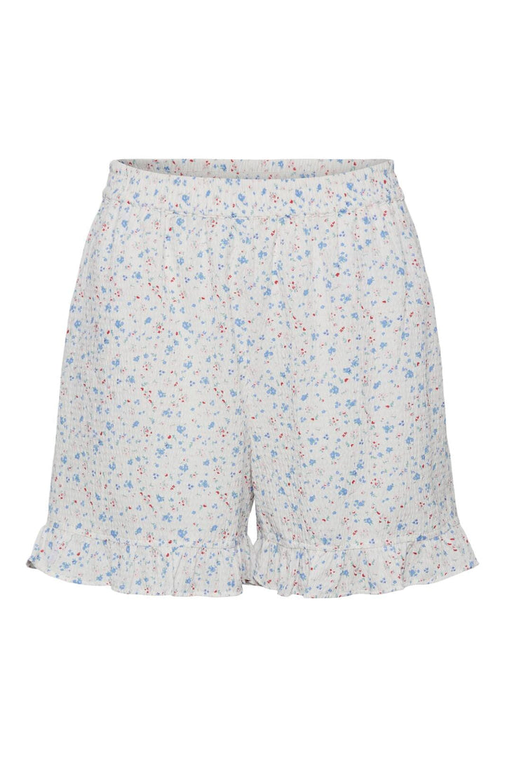 Pieces, Pcmille Hw Frill Shorts, Bright White FLOWER
