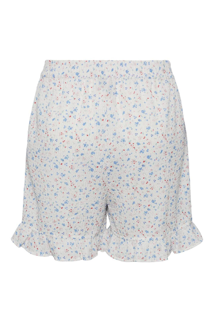 Pieces, Pcmille Hw Frill Shorts, Bright White FLOWER