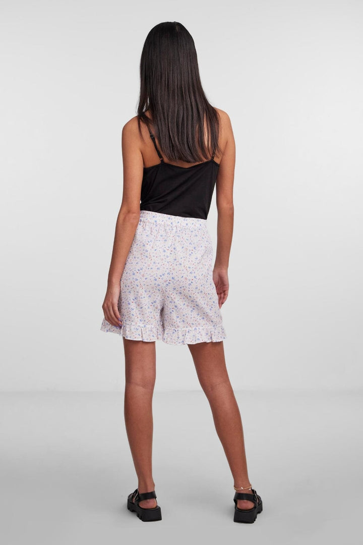 Pieces - Pcmille Frill Shorts - 4362025 Bright White Flower Shorts 