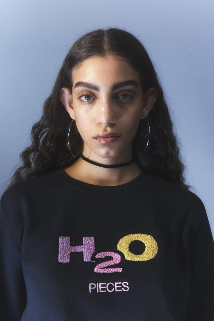 Pieces - Pcmixtape Ls O-Neck Sweat H2O - 4420443 Navy Blazer H2O Sweatshirts 