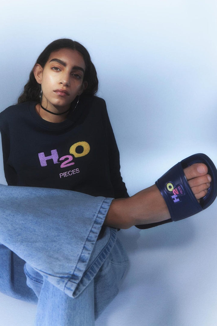 Pieces - Pcmixtape Ls O-Neck Sweat H2O - 4420443 Navy Blazer H2O Sweatshirts 