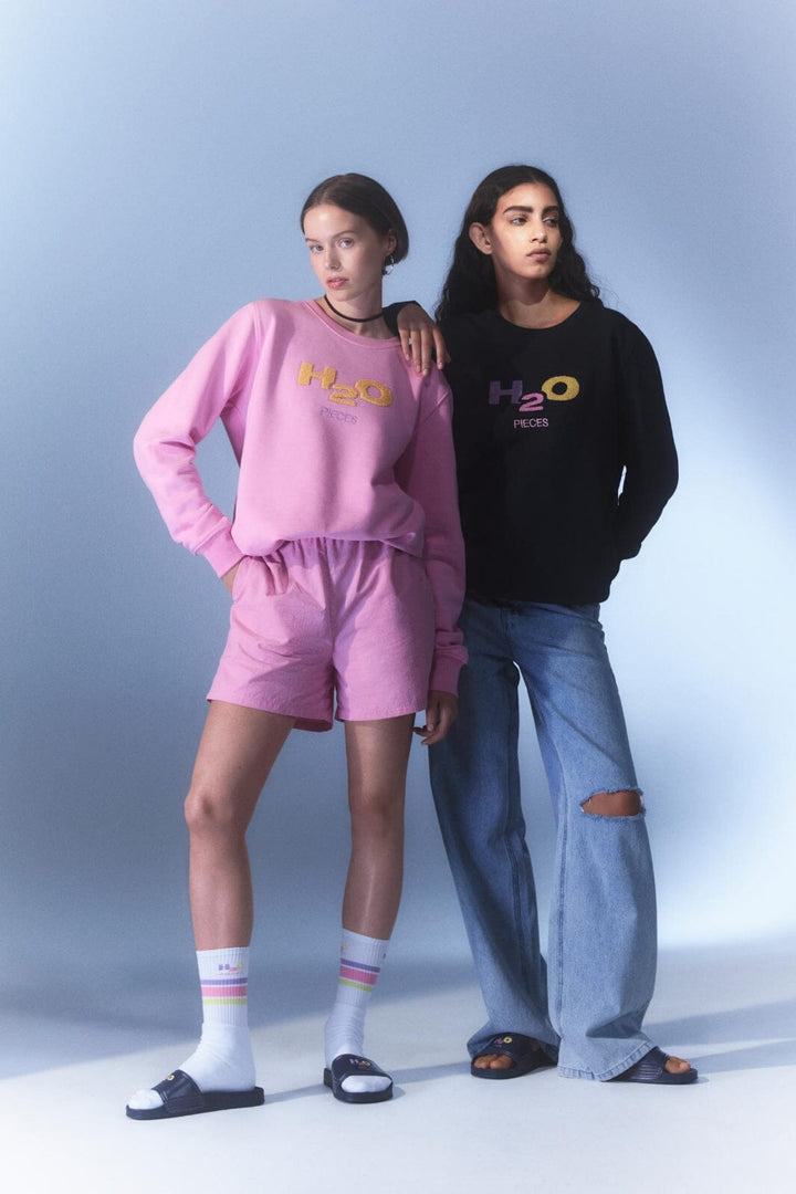 Pieces - Pcmixtape Ls O-Neck Sweat H2O - 4420443 Navy Blazer H2O Sweatshirts 