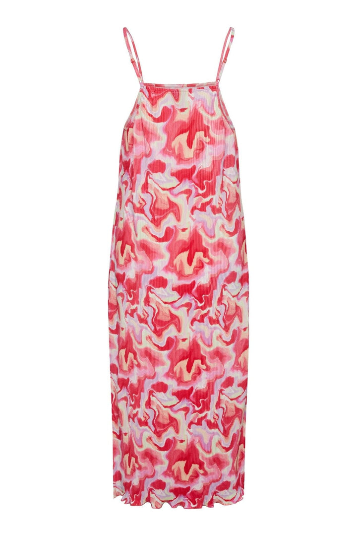 Pieces - Pcmuna Sl Midi Slip Dress Pb - 4361877 Hot Coral Abstract Kjoler 