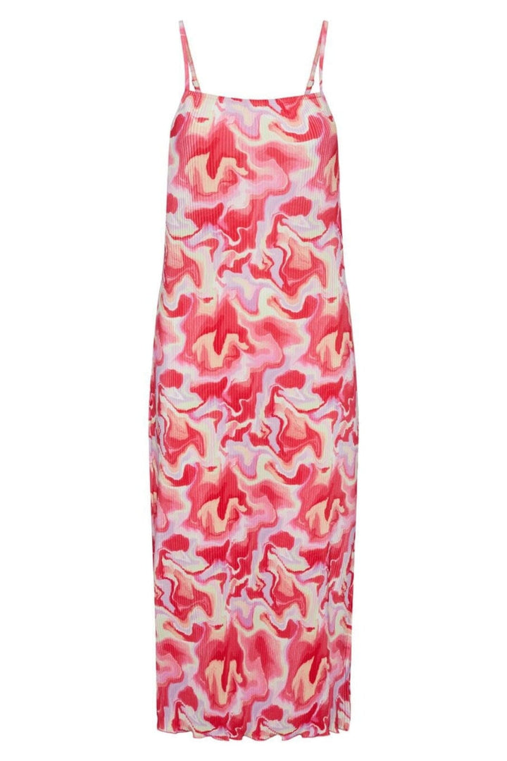 Pieces - Pcmuna Sl Midi Slip Dress Pb - 4361877 Hot Coral Abstract Kjoler 