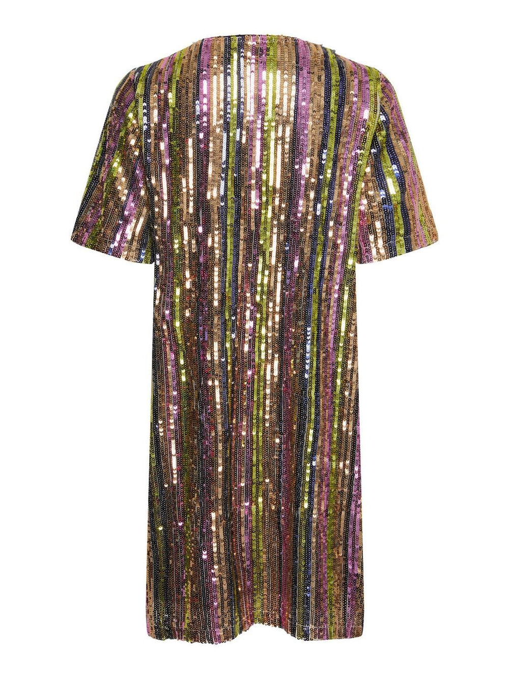 Pieces - Pcnibbi Ss Short Dress - 4509853 Gold Colour Multi Colored Sequins