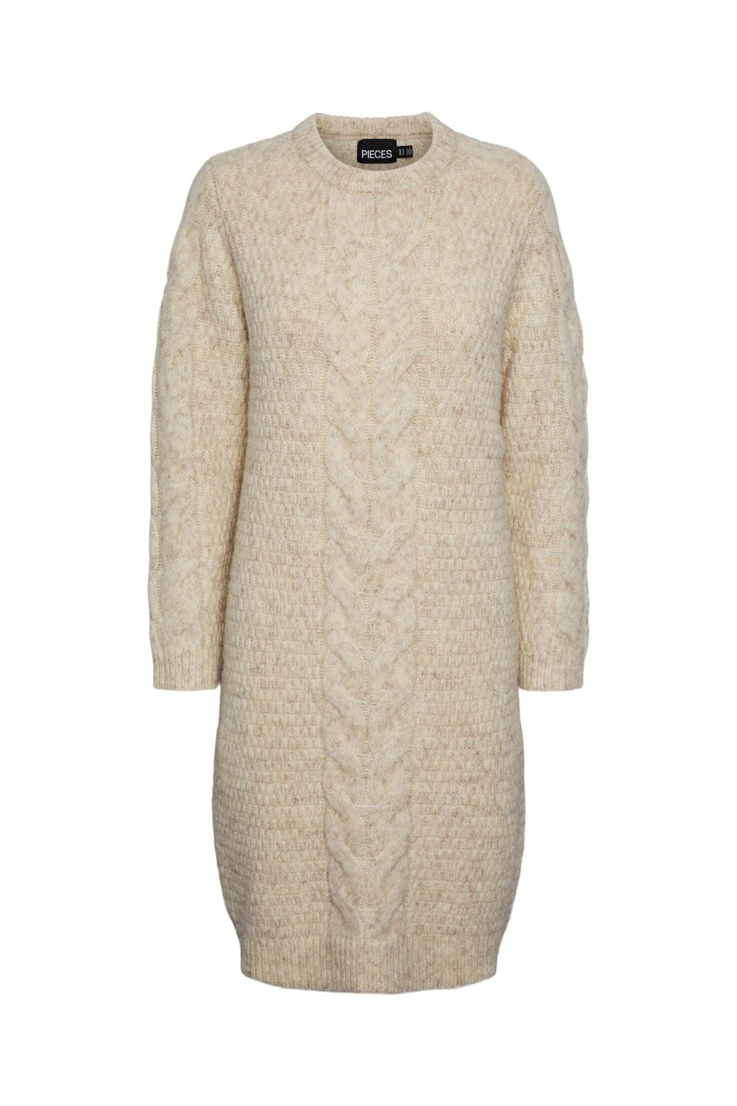 Pieces, Pcnina Ls O-Neck Knit Dress, Birch