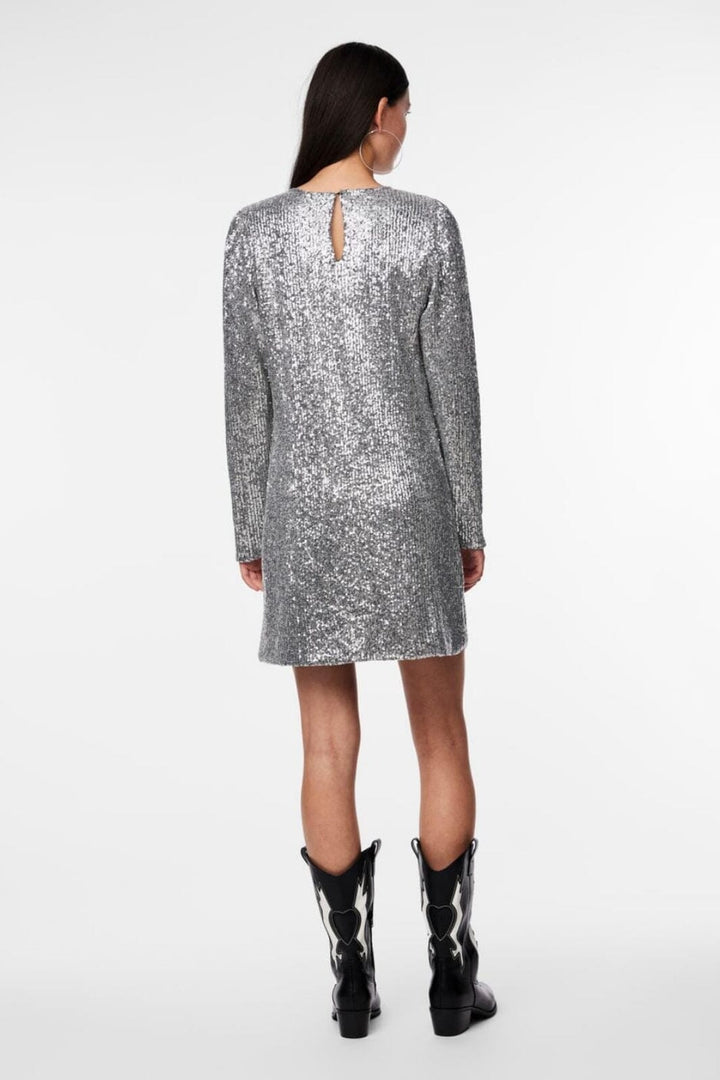Pieces - Pcniri Ls Short Dress - 4509859 Silver Sequins Kjoler 