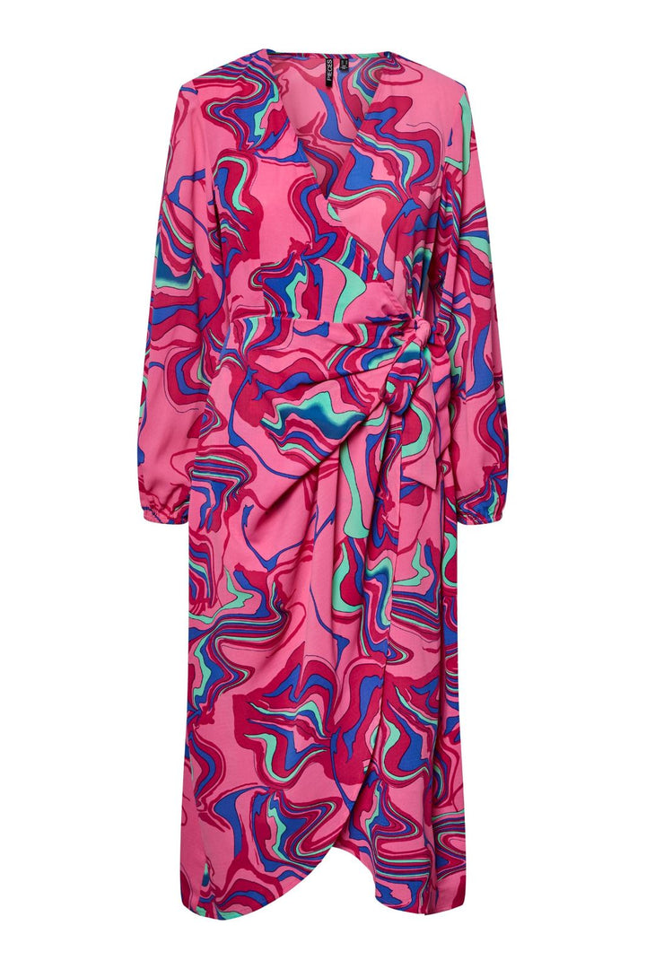 Pieces - Pcnyvi Ls Midi Dress - Pink Yarrow Multi abstract Kjoler 
