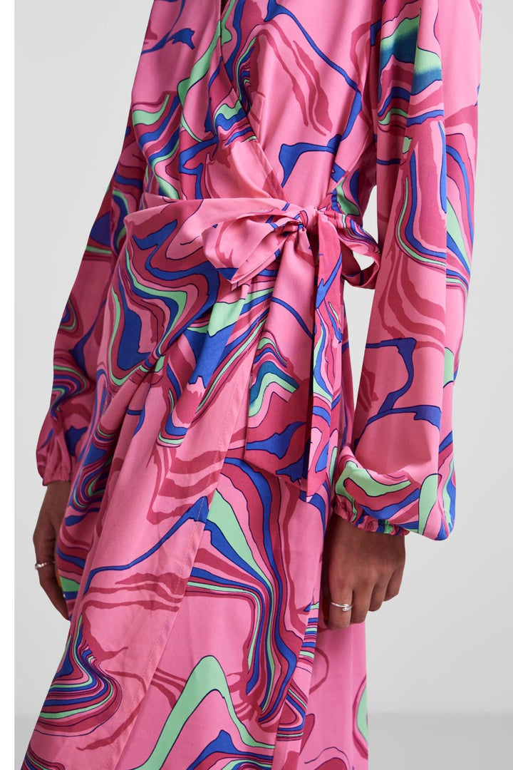 Pieces - Pcnyvi Ls Midi Dress - Pink Yarrow Multi abstract Kjoler 