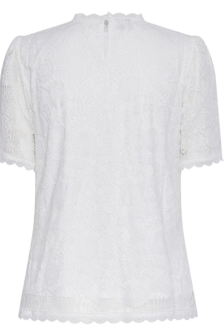 Pieces - Pcolline Ss Lace Top - 4463423 Cloud Dancer T-shirts 