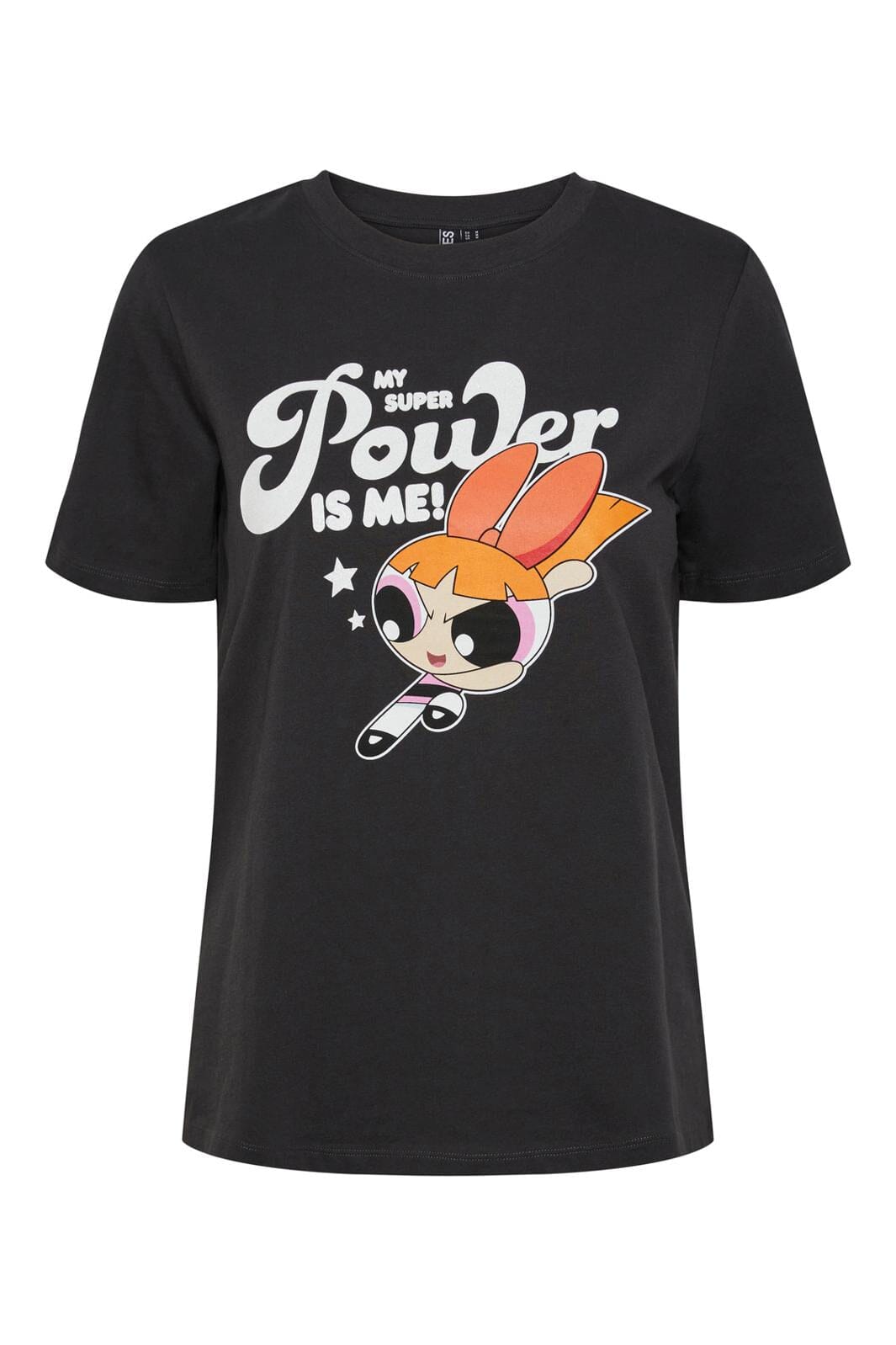 Pieces, Pcpuff Ss O-Neck Tee Box, Black POWERPUFF