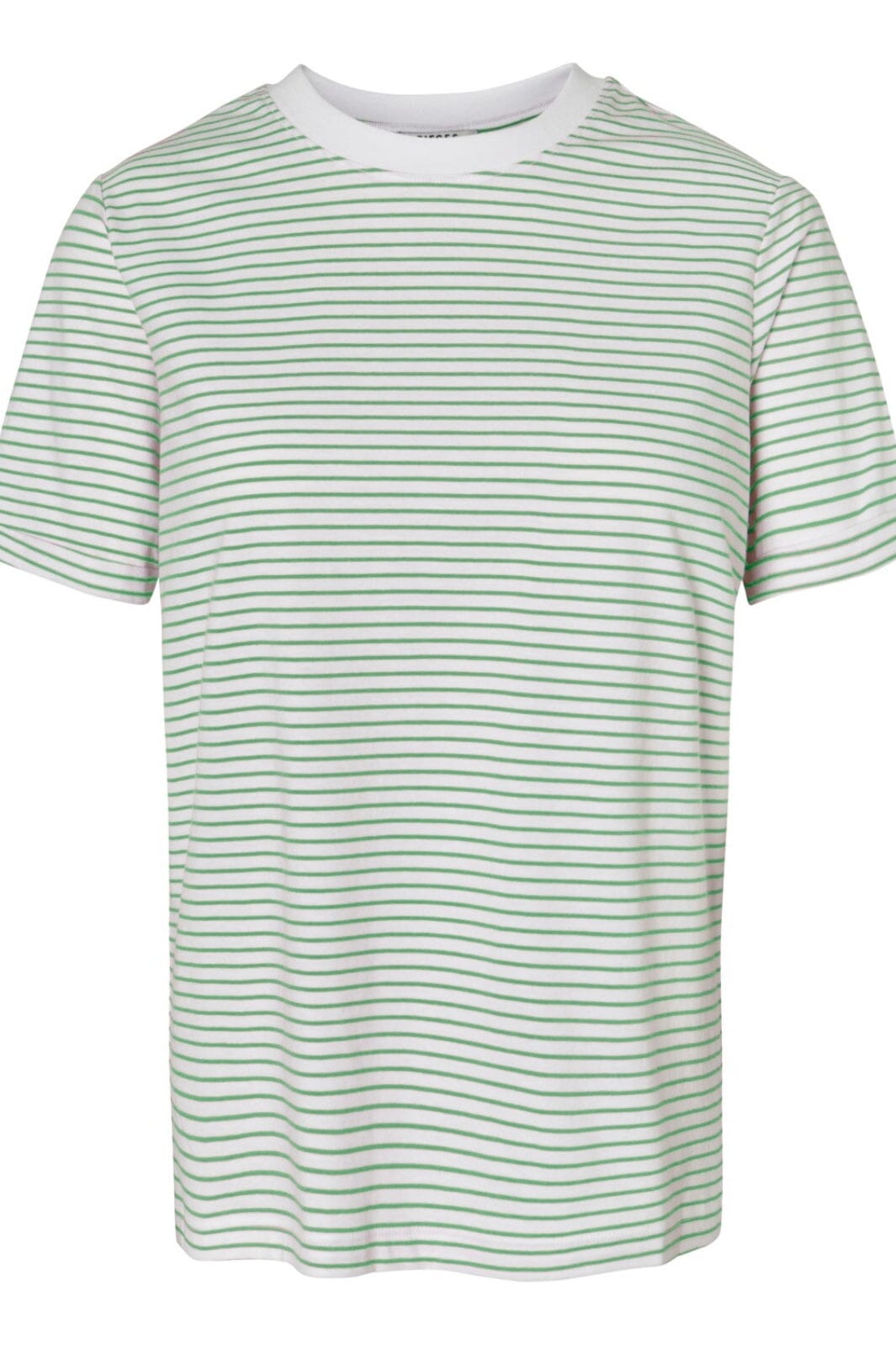 Pieces - Pcria Ss Fold Up Tee Stripes Bc - Bright White Stripes:Absinth Green 
