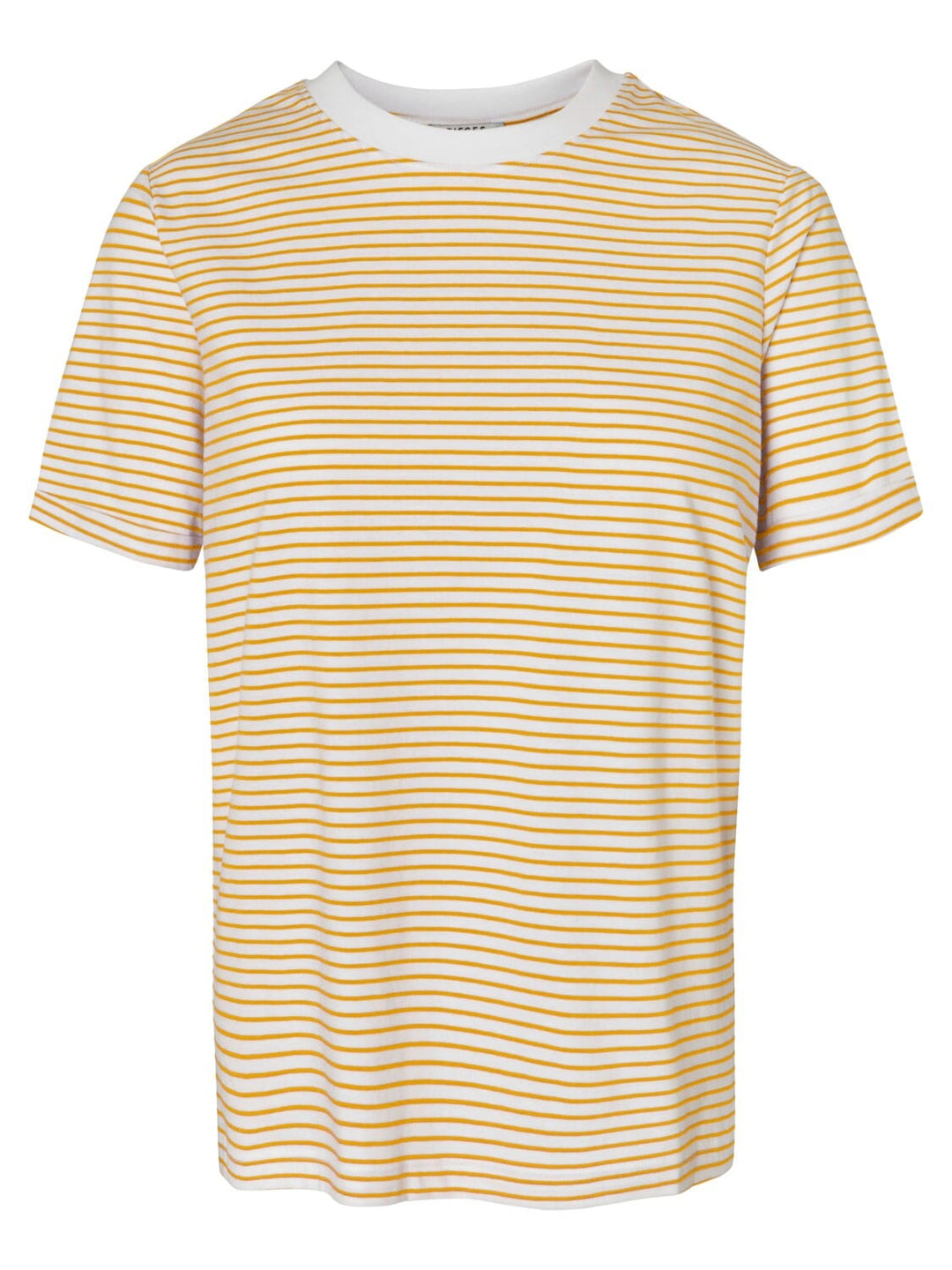 Pieces - Pcria Ss Fold Up Tee Stripes Bc - Bright White Stripes:Flax T-shirts 
