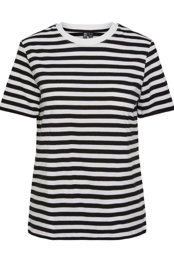 Pieces - Pcria Ss Tee Stripes - 4400578 Black Bright White T-shirts 