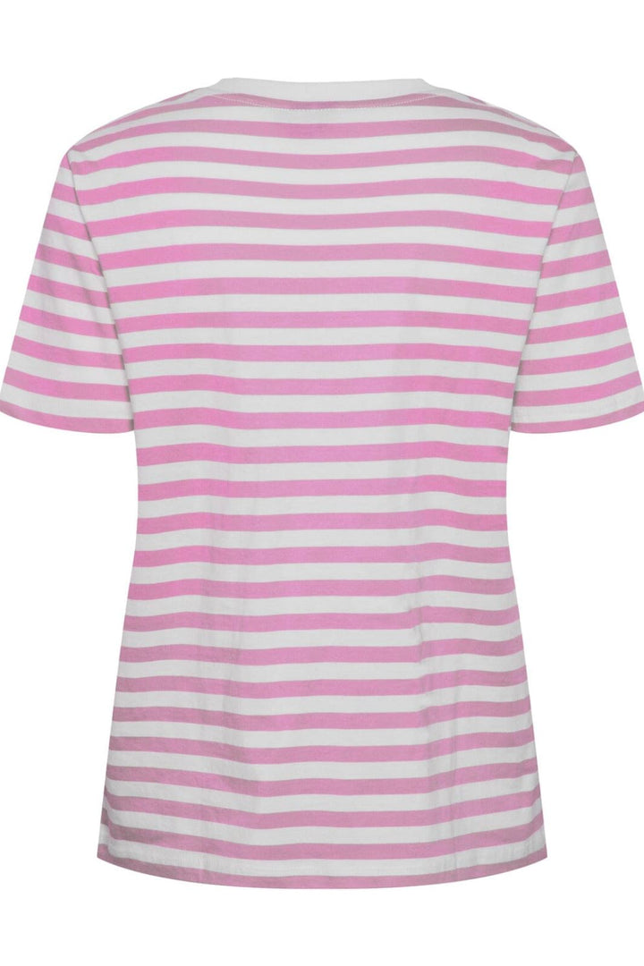 Pieces - Pcria Ss Tee Stripes - 4474679 Pastel Lavender Bright White T-shirts 