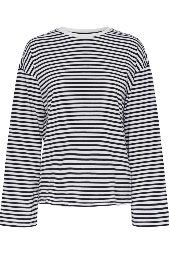 Pieces - Pcsadie Ls Top - 4402428 Cloud Dancer Black Bluser 