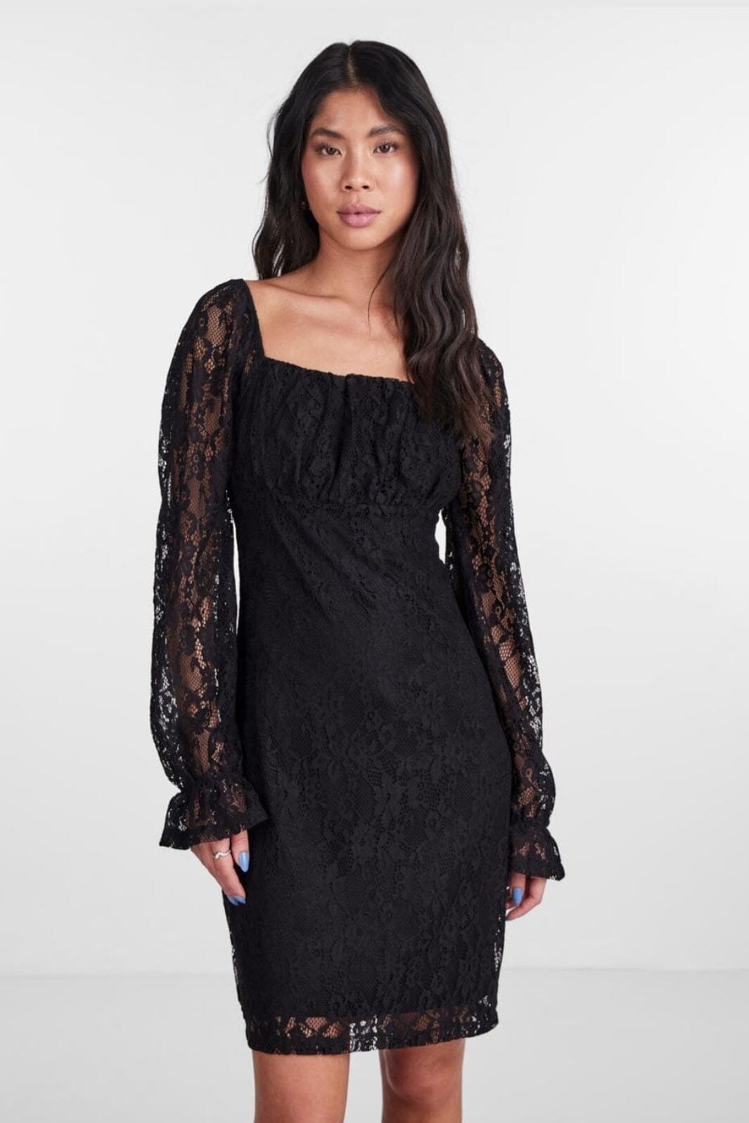Pieces - Pcsalira Ls Lace Dress - 4337807 Black Kjoler 