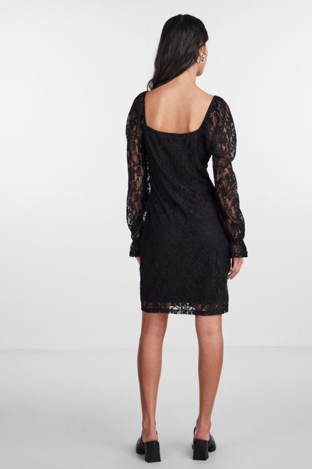 Pieces - Pcsalira Ls Lace Dress - 4337807 Black Kjoler 