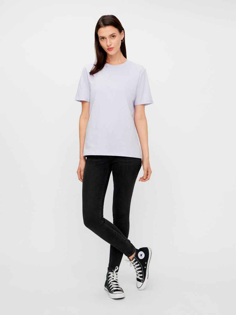 PIECES - Ria SS Fold Up Tee - Bright white T-shirts 