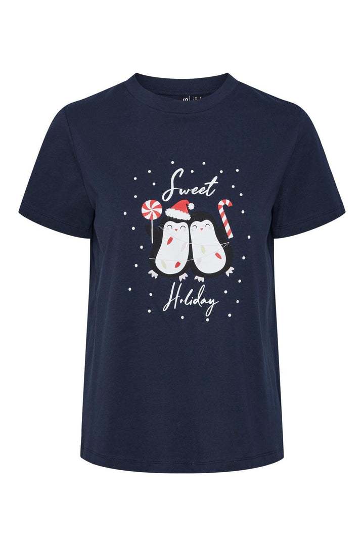 Pieces X Ditte Estrup, Pchannis Ss Christmas T-Shirters Kac, Navy Blazer 2 PENGUINS