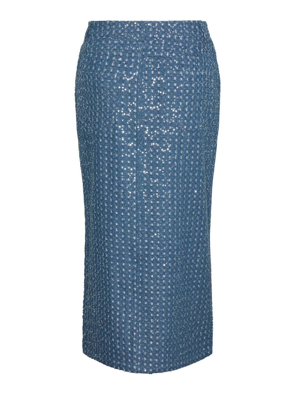 Pieces X Ditte Estrup - Pcnaomi Midi Denim Skirt - 4503433 Medium Blue Denim Sequins