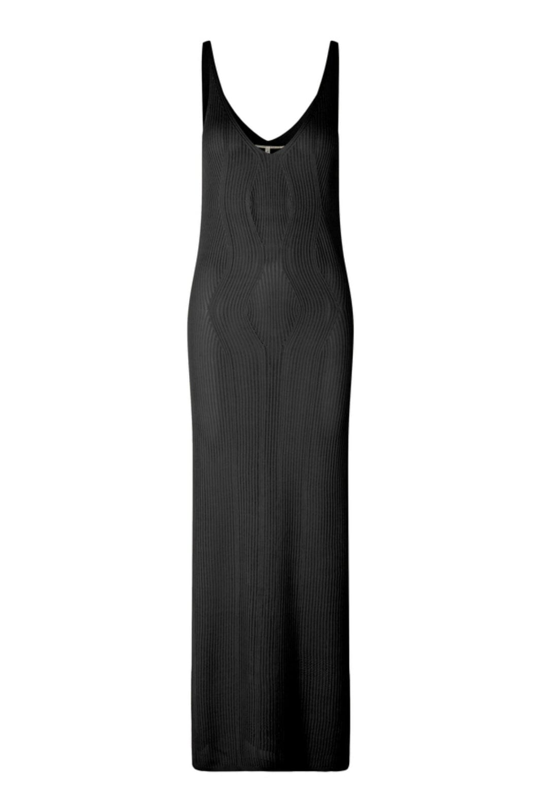 Second Female - Amalfi Knit Strap Dress - Black Kjoler 