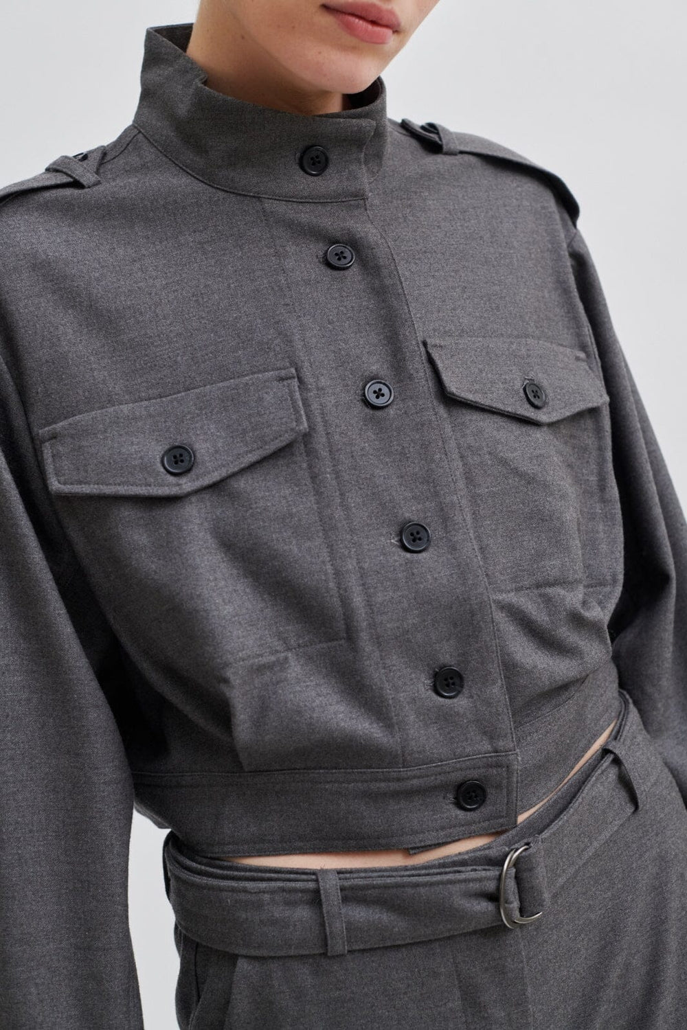 Second Female - Tradition Shirt Jacket - Grey Melange Jakker 