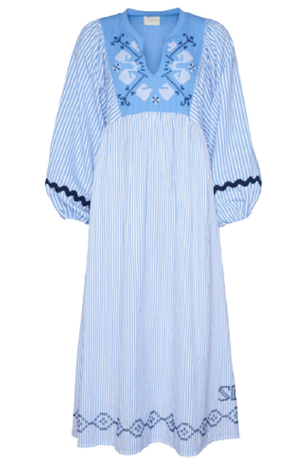 Sissel Edelbo - Beate Organic Linen-Cotton Dress - Blue White Kjoler 