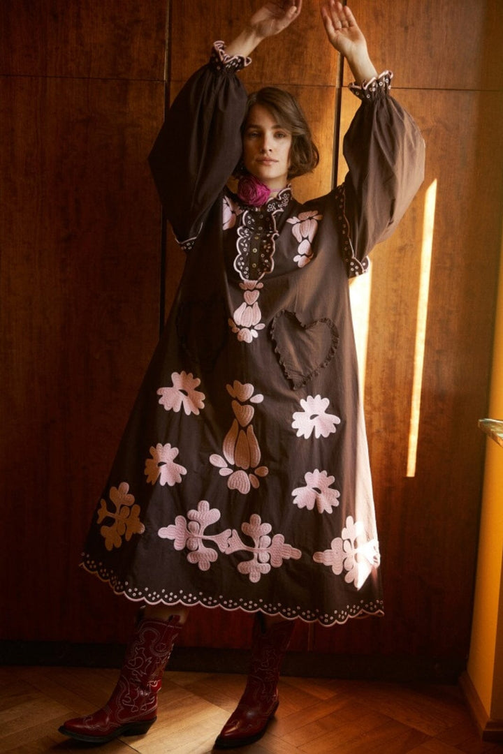 Sissel Edelbo - Lilly Organic Cotton Dress - Seal Brown Kjoler 