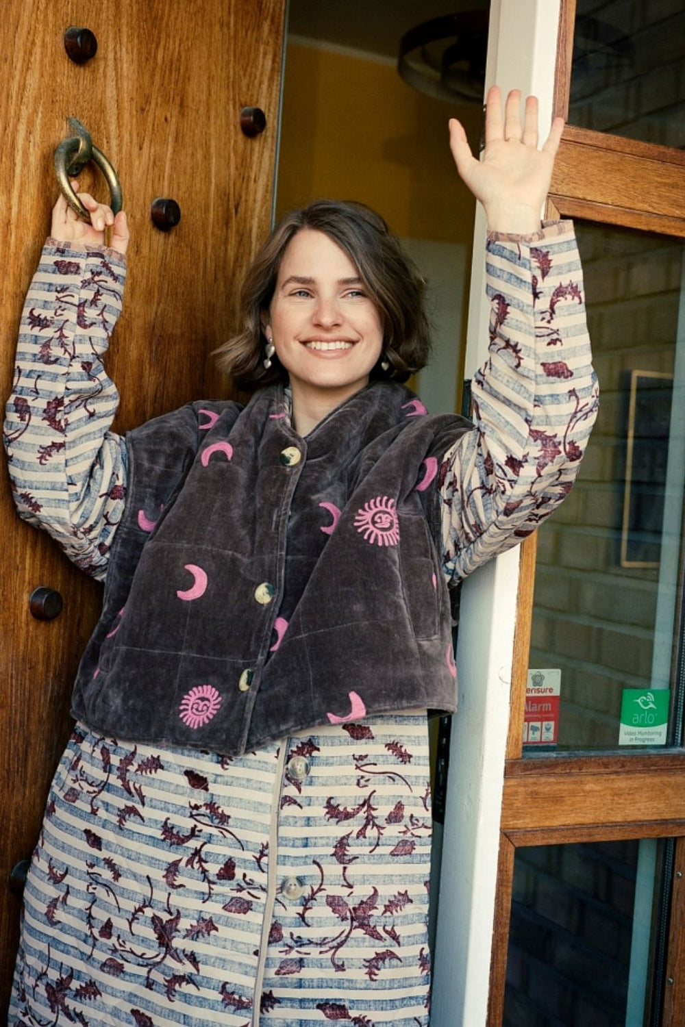 Sissel Edelbo - Olina Quilted Embroidery Vest - Chocolate & Rose Veste 