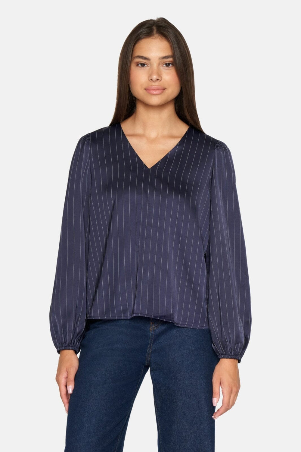 Sisters Point - Ventia-V.Ls - 830 Navy Pinstripe Bluser 