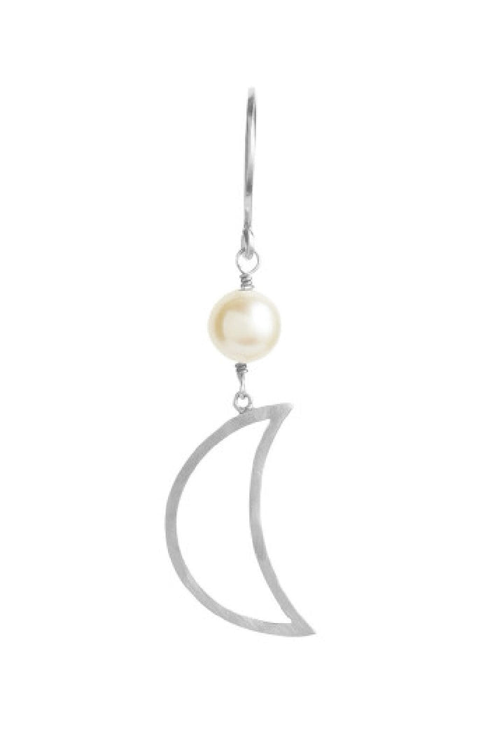 Stine A - Bella Moon Earring With Pearl Silver - 1282-00-S Øreringe 