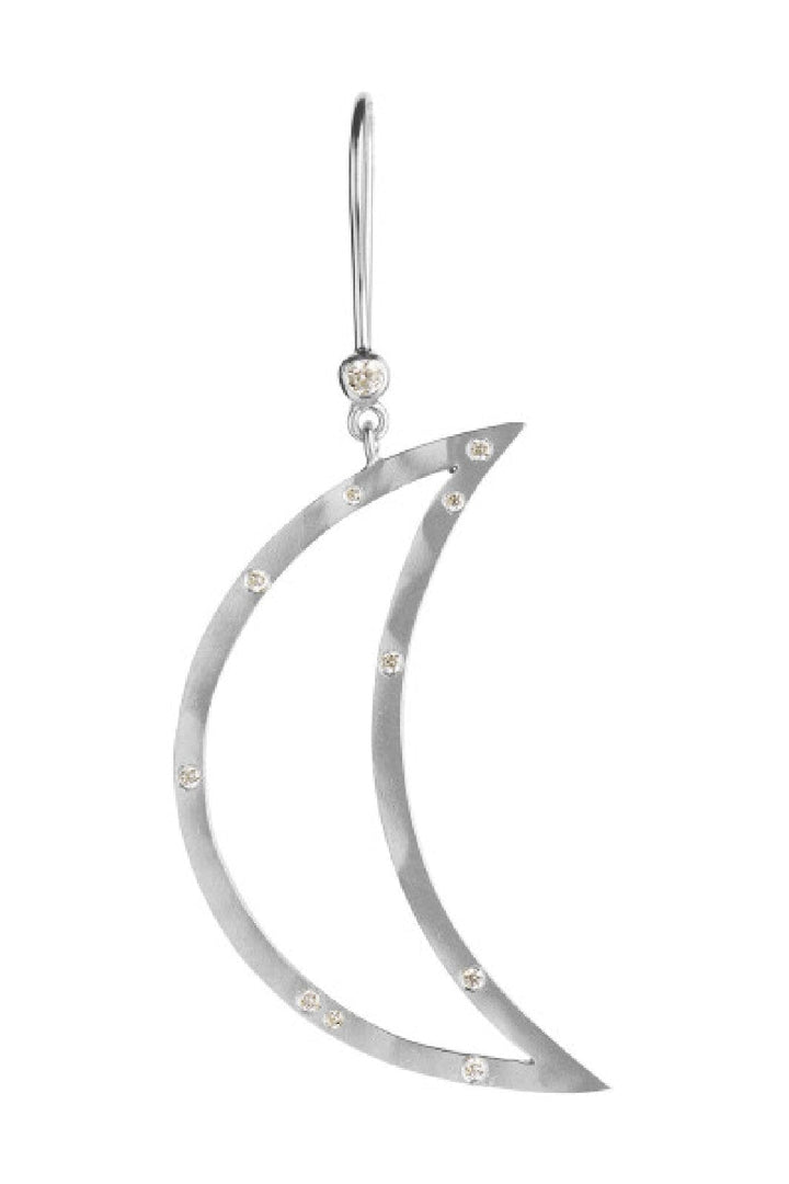 Stine A - Big Bella Moon With Stones Earring Silver - 1260-00-S Øreringe 