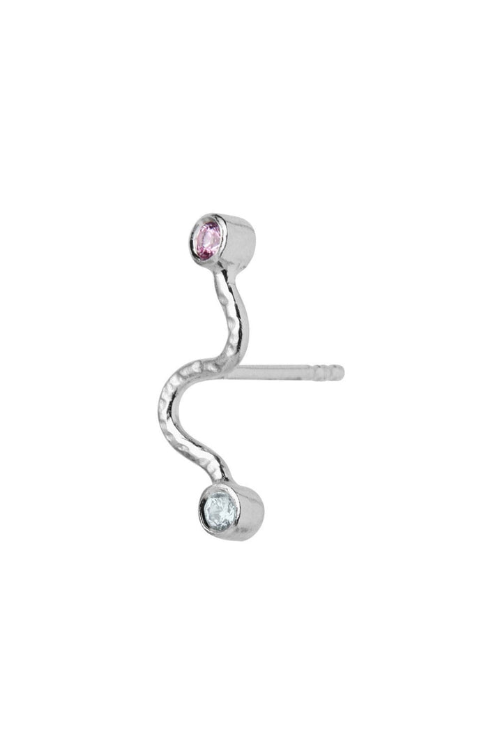 Stine A - Big Wave Earring With Pastel Pink & Blue Stones Silver - 1219-00-S Øreringe 