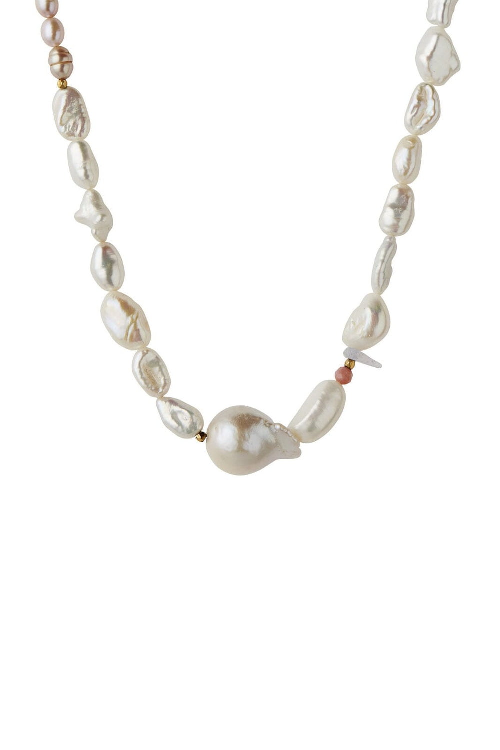 Stine A - Chunky Glamour Pearl Necklace - White & Rose - 2049-02-Os Halskæder 