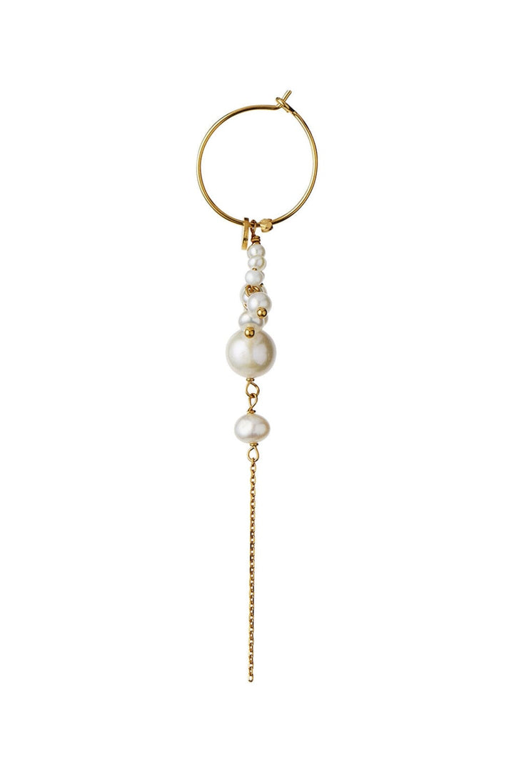 Stine A - Heavenly Pearl Dream Hoop Gold – White Pearls & Chain - 1288-02-S Øreringe 