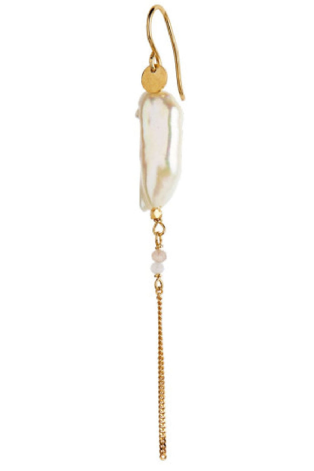 Stine A - Long Baroque Pearl With Chain Earring White Sorbet - 1268-02-S Øreringe 