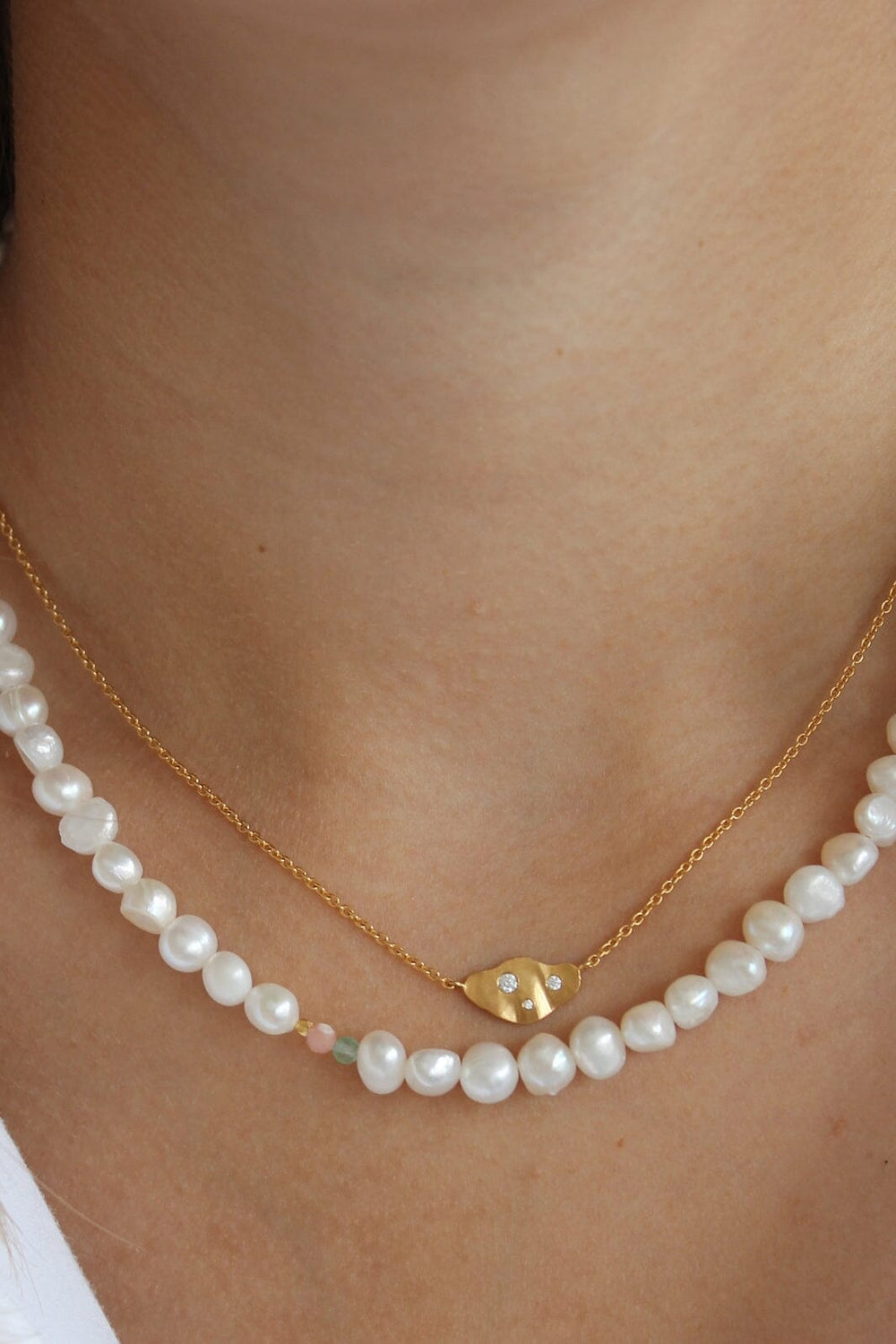 Stine A - Perlie Creme Necklace - 2044-02-Os Halskæder 