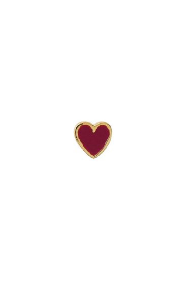 Stine A - Petit Love Heart Earring Gold 1181-02 - Burgundy Øreringe 