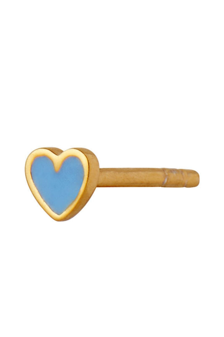 Stine A - Petit Love Heart Light Blue Enamel Gold - 1181-02-Light Blue Øreringe 