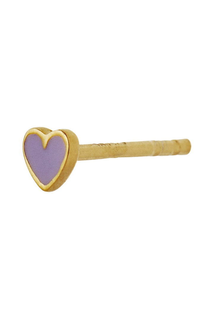 Stine A - Petit Love Heart Purple Sorbet Enamel Gold - 1181-02-Purple Sorbet Øreringe 