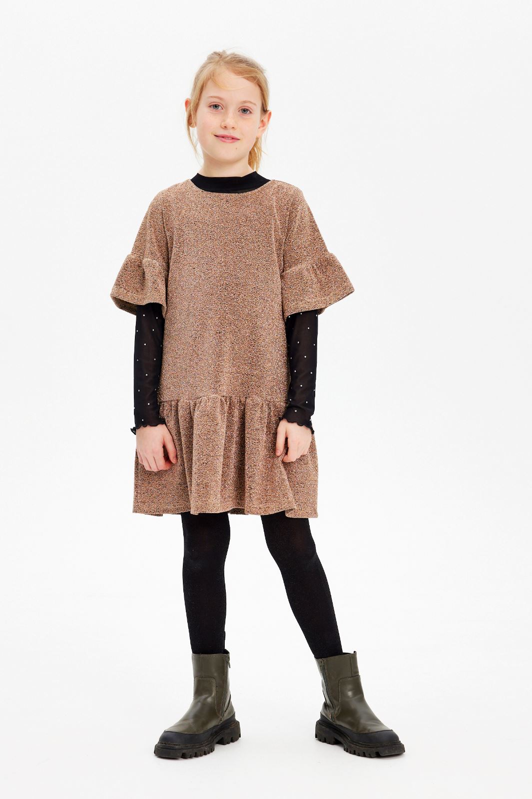The New - Tnidalou S_S Dress - Gold Glitter Kjoler 