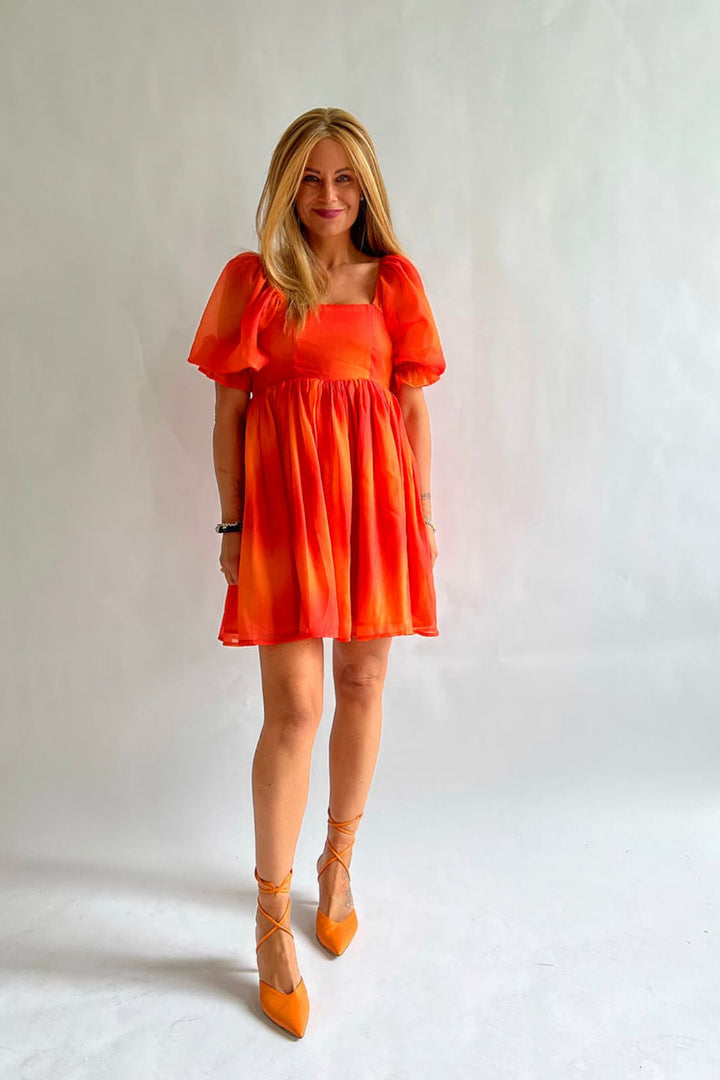 Valentin Studio - Bubble Dress - Orange Tiedye Kjoler 