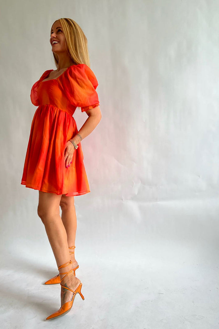 Valentin Studio - Bubble Dress - Orange Tiedye Kjoler 